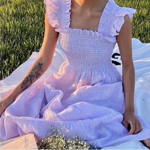 Hill House Ellie Nap Dress Lilac Stripe Small NWT